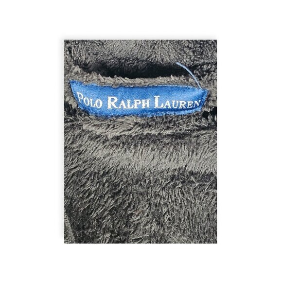 Polo Ralph Lauren Mens Robe Size One Size Black/Blue Cottom Velour Logo - Picture 4 of 7